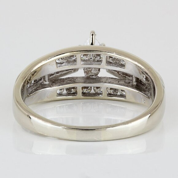 14k White Gold Marquise-Cut Diamond Accented Anniversary Engagement Ring - Picture 4 of 7